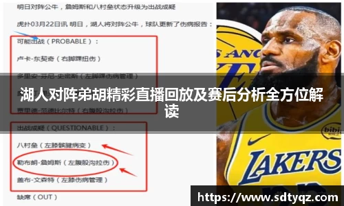 湖人对阵弟胡精彩直播回放及赛后分析全方位解读